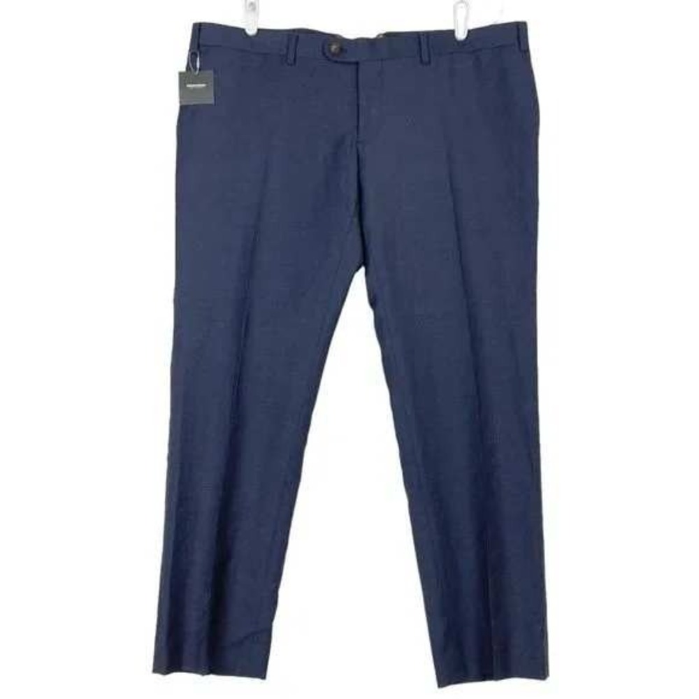 Indochino Mens Yaletown Dress Pants Trouser 40x28.5 Flat Front Blue Low-Rise NWT